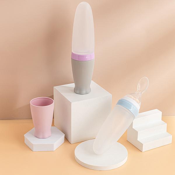 Cuillère de alimentation BPA de compression de silicone de biberon catégorie