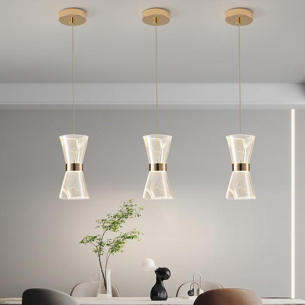 Chambre de séjour moderne Lampade montée à LED Chambre de lit lumineuse transparente Décoration de chevet Acrylique Pendant Light