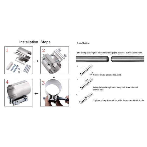 Anti Corrosion SS304 57mm 2.25 Exhaust Sleeve Clamp