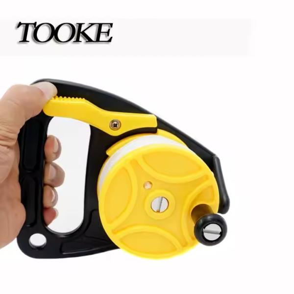 Yellow Plastic Technical Diving Finger Spool Thumb Fishing Reel With Handle 46M Line