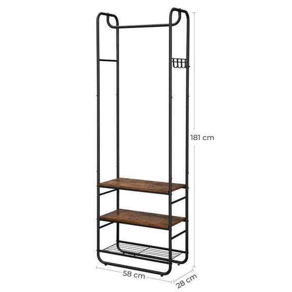 Rustic Industrial Coat Stand, Multi-functional Hallway Unit, Coat Rack, Coat Stand, HSR81BX