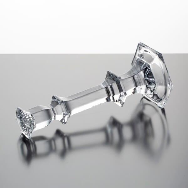 Clear Color Glass Candle Holder Machine Pressed 23cm Tall Taper Candlesticks