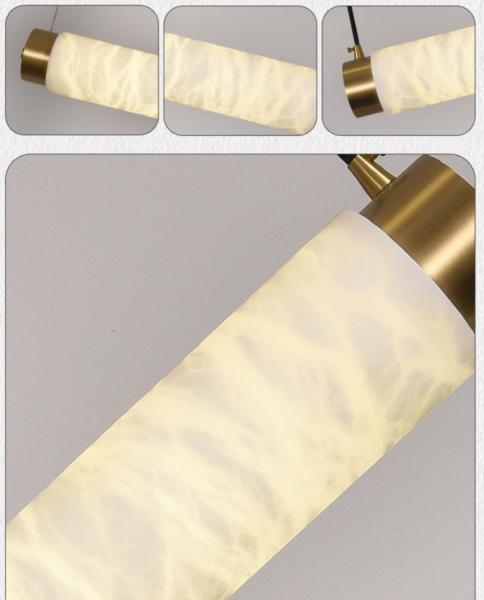 Modern Minimalist Designer Creative Long Cylinder Natural Alabaster Hanging Lights Luxury LED Restaurant Bar Decoration Alabaster Lights
