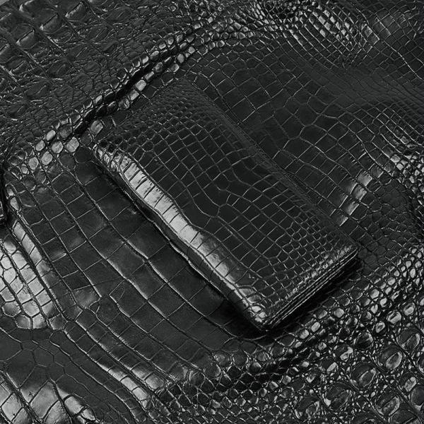 Genuine Crocodile Belly Skin Businessmen Suits Clutch Wallet Authentic Alligator Leather Lining Male Long Card Purse
