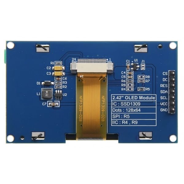 YOK242MGB-Q1 2.42inch OLED Module SSD1309 Display with 128x64 Resolution SPI Interface for STM32, C51,Arduino, Raspberry Pi and MSP430  platforms