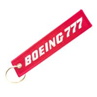 ​Aviation Enthusiast Gift - BOEING 777 Embroidered Tag with Gold-Plated Key Ring