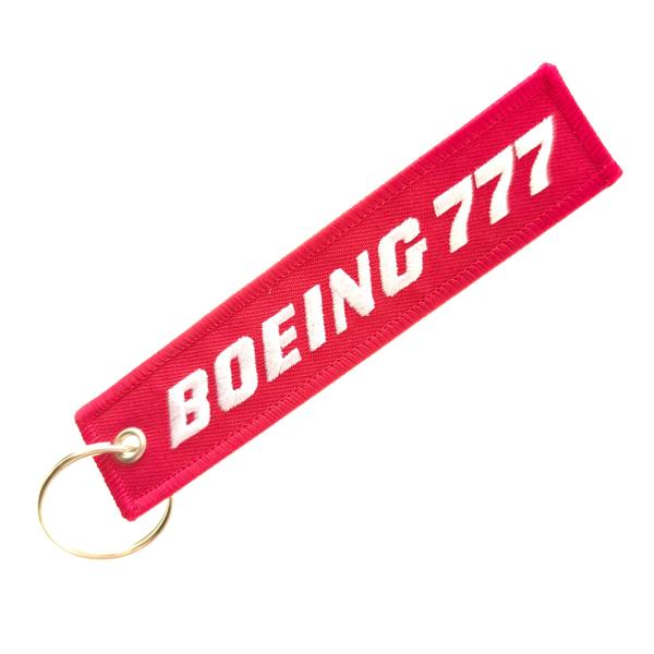 ​Aviation Enthusiast Gift - BOEING 777 Embroidered Tag with Gold-Plated Key Ring