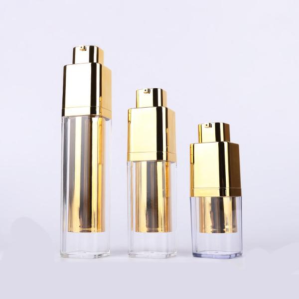 CE MSDS  electroplate 30ML Aluminum Square Cosmetic Airless Bottle