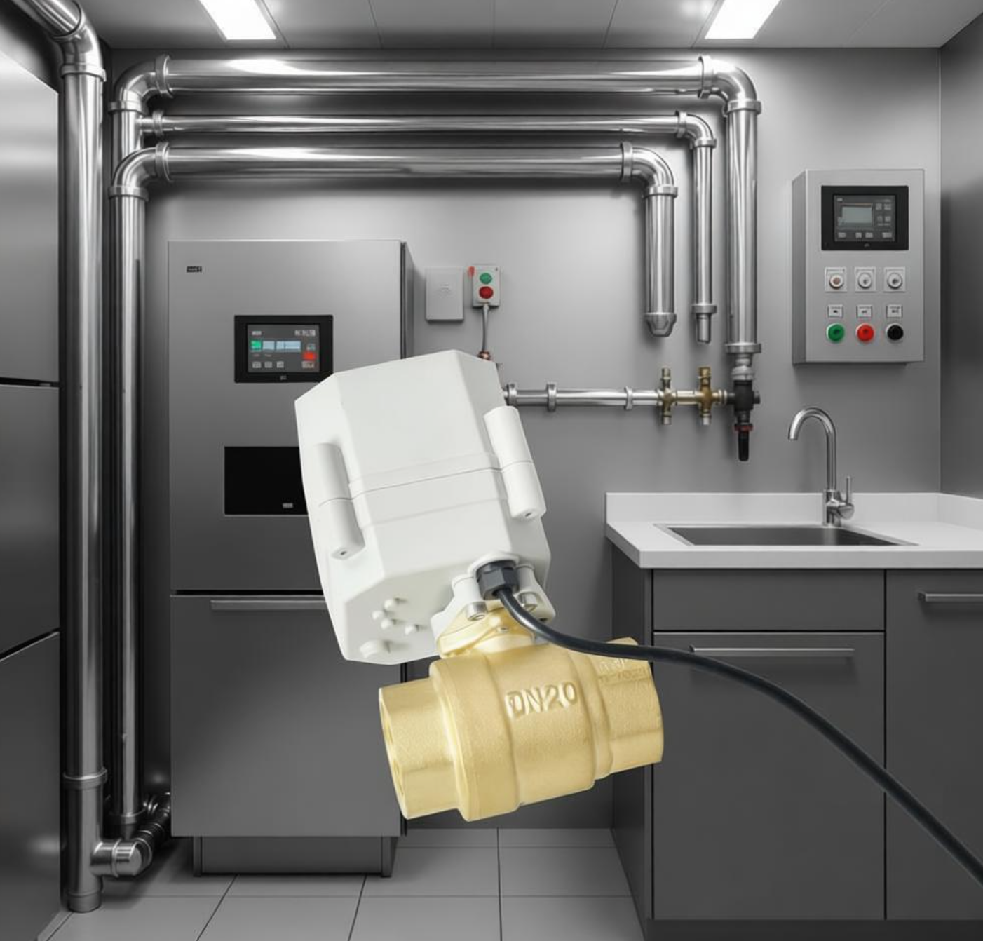 Etrany DC12V 1'' BSP NPT Electric Brass Ball Valve Cellphone WIFI Control Water High Temperature Fluid Regulation