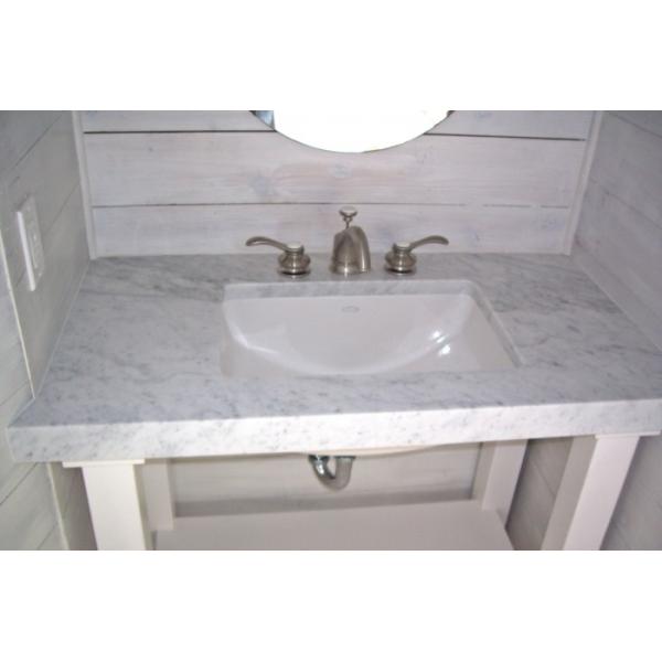 Nature White Marble Bathroom Countertops , Marble Island Countertop With Oval Sink