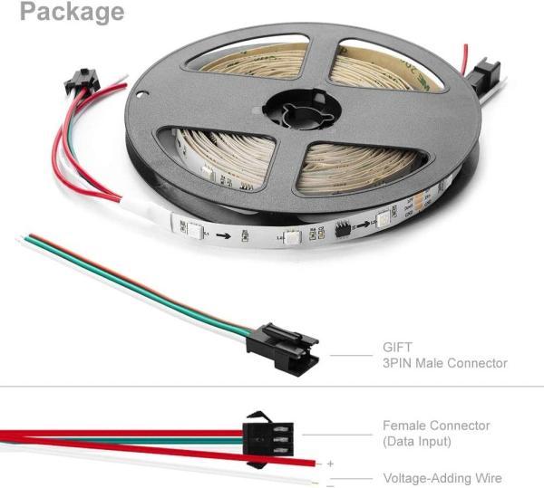 DC 12V Addressable Smart  3Leds Controllable 5050 RGB WS2812B WS2811 24V 30leds Pixel Rgbic LED Strip Light