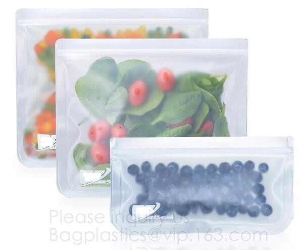 Kitchen Reusable Storage Silicone Food Fresh Bag with free hand baggy rack,preservation food fresh vacuum storage bag wa