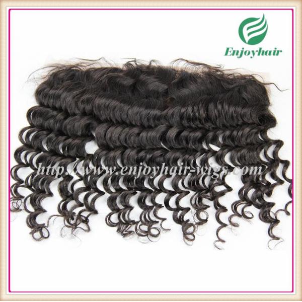 Brazilian virgin hair lace frontal 13''x4'' ,natural color deep wave 10''-24''L hairpiece
