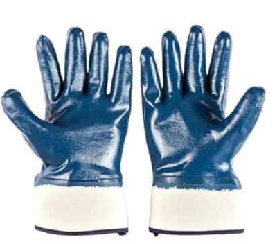 Blue Chemical Resistant Nitrile Gloves Waterproof Work Gloves Oil Resistant