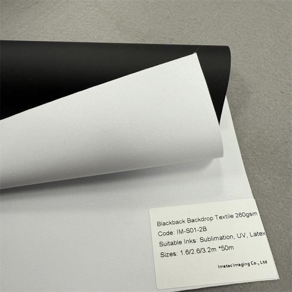 260gm Negro de espalda de bloqueo 100% de tejido de poliéster para textiles publicitarios