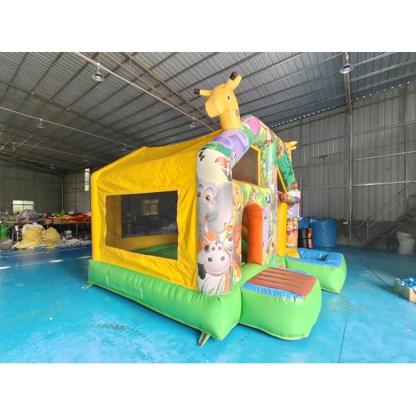 Маленький крытый скачок дом полная печать Жирафы Мультфильм Парк животных Замок с Сильде Комбо