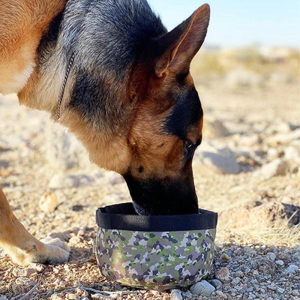 Amazon Dog Travel Convenient Food Bowl Water Bowl Foldable Dog Bowl Camouflage Waterproof Fabric
