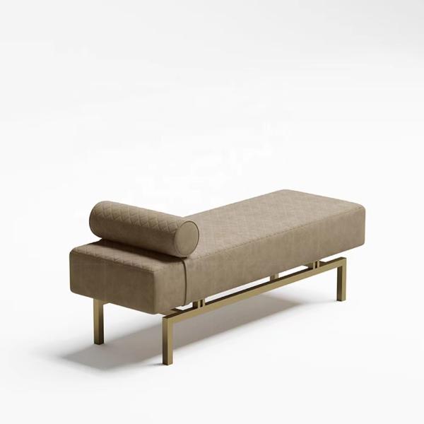 Tamborete de couro luxuoso feito sob encomenda da extremidade da cama do projeto do otomano do banquinho para o quarto do hotel