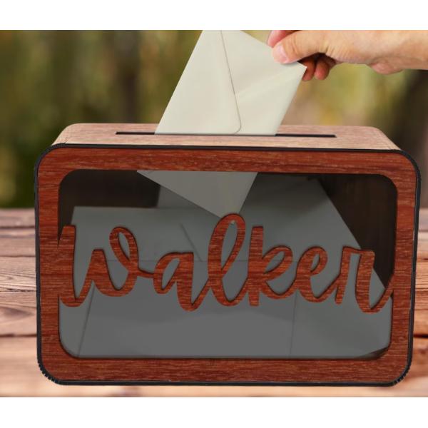 Custom Made Laser Cut Plywood Wishing Well Box Personalised Name & Date Money Envelope Card Boxes Rustic Wedding Memory Keep