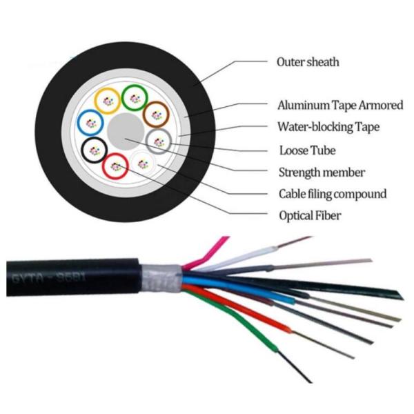 GYTA fiber optic g652 steel central strength member fiber optic cable