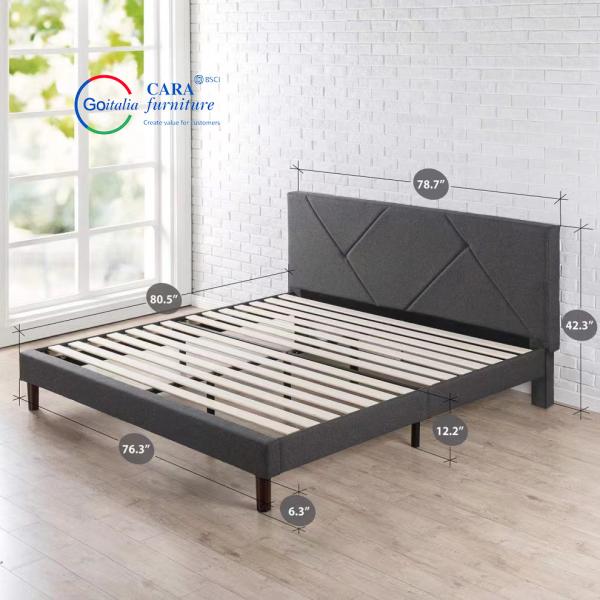 12288 Comfortable Dark Grey Double Bed Frame Luxury Modern King Size Bed For Hotels