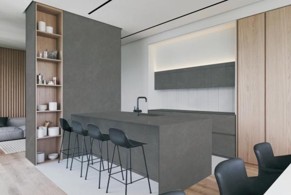 Gray Sintered Stone Slab 800x2600x12mm Kitchen Countertop