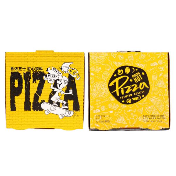 Impression personnalisée tranche 16 pouces boîtes de pizza avec fenêtre poulet frit Kraft carton ondulé