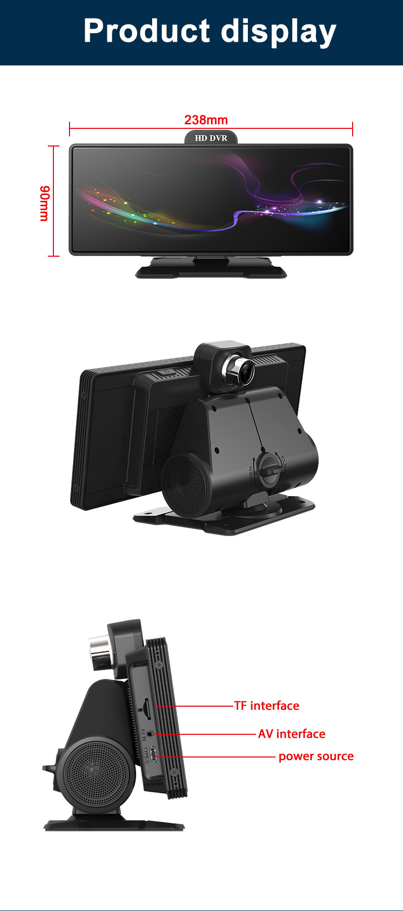 4K Android Auto ADAS WiFi Dash Cam AUX FM GPS 10,26
