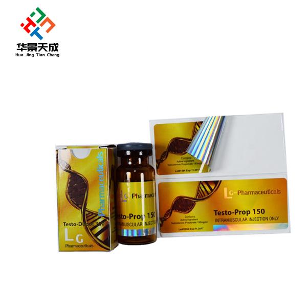 Глянцевая лакированная ПЭТ пероральная флакона бутылка Этикетки с золотой фольгой