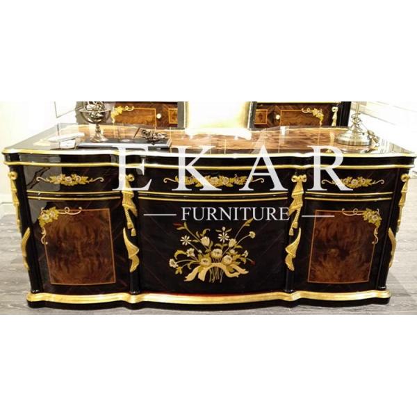 Vintage Empire Style Solid Wood Bookcase With Glass Doors TJ-029