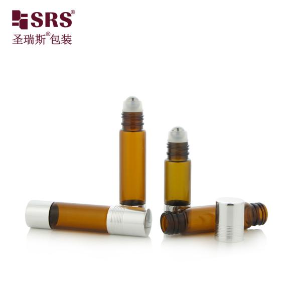 Empty Frosted Amber UV Proof Glass Roller Bottle with Plastic Insert Double Side Applicator Packaging for Oil 6ml 8ml 10ml
