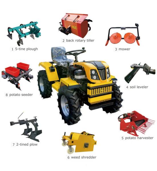 4x4 Gasoline Tractor 18 HP Multi Purpose Mini Tractor With Corn Seeder