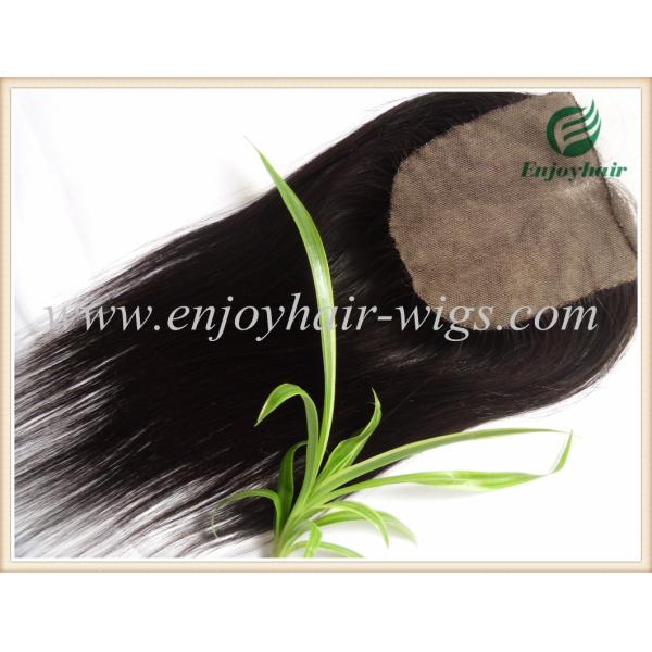 Silk top closure 4''x4'' malaysian virgin hair natural color straight 10''-24''middle part