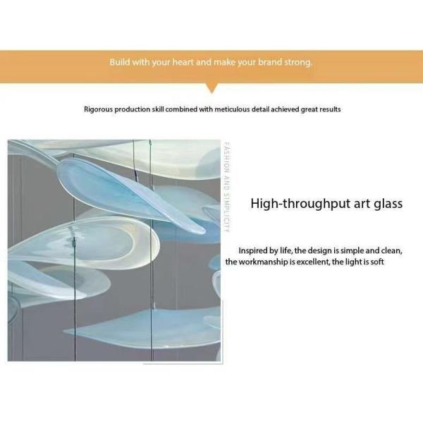 Techo interior Proyecto de escalera de decoración de hojas de loto azul Modern Led Chandelier Mantenimiento de 5 años