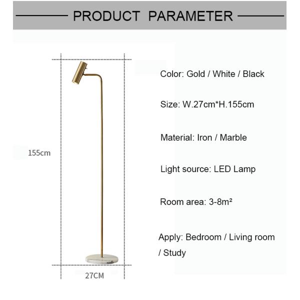 Modern Minimalist Floor Lamp Gold/Black/White Foyer Bedroom Office Metal Lighting Fixture(WH-MFL-11)