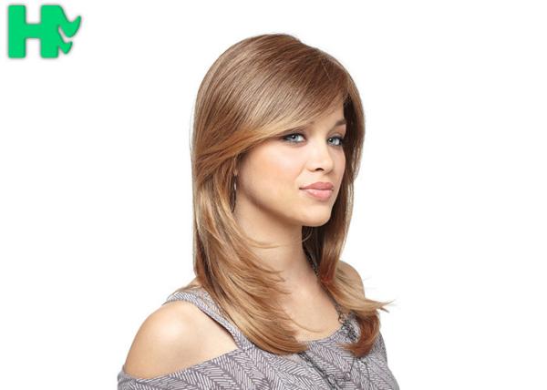 Natural Wave Medium Length Synthetic Hair Wigs For Elegance White Women
