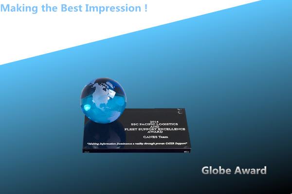 crystal globe award/world globe award/crystal award/crystal globe trophy/glass award