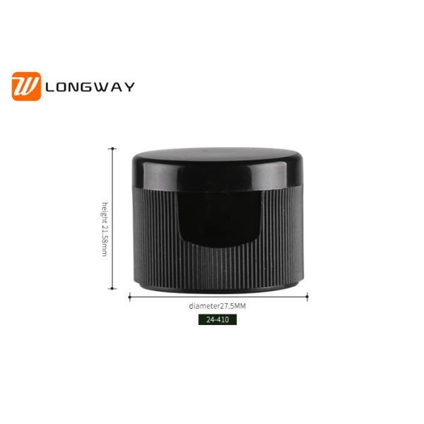 Black Ribbed Type Cosmetic Bottle Flip Cap Neck Size 18 / 20 / 24mm