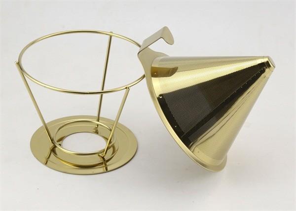 TVP Rose Gold Reusable Pour Over Coffee Filter With Detachable Stand , 145mm Out Dia