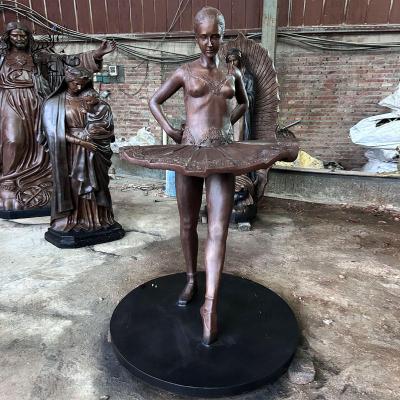 Bronze Dancing Girl Sculpture Metal Art Ballet Woman Figure Statue Life Size Casting Outdoor Garden Decoration