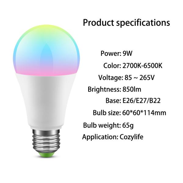 cozylife WiFi  APP 10W Smart Wifi LED Bulb Bluetooth 0.2kg Wireless Smart Led Light Bulbs Home Automation