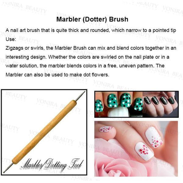 Brosse de lecture en trait plein d'art d'ongle de Pearl White avec les cheveux de Kolinsky et la main purs en bois de nature