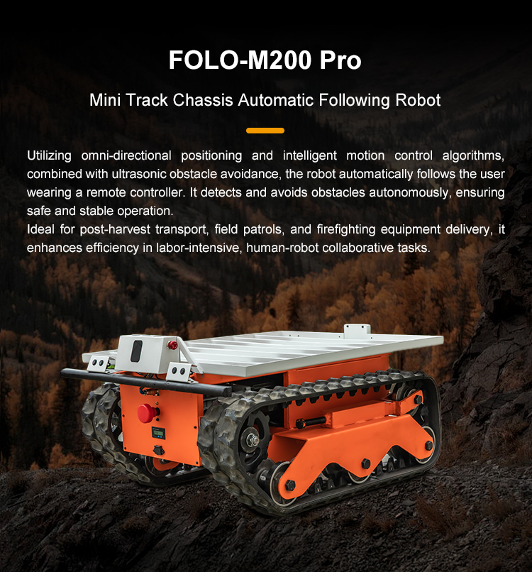 Foxtechrobot FOLO M200 Pro Mini Track Chassis Autonomous Automatic Following Robot