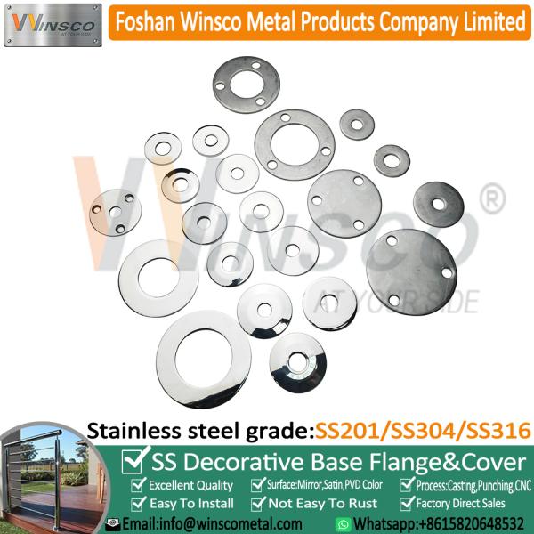 del flange y hermoseadores De de 2 y 1.1/2  Cubierta decorativa de columna de acero inoxidable 304 316