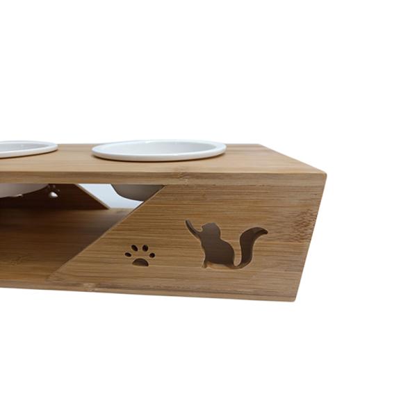 Одноуровневый натуральный бамбуковый кормильник для защиты шейного позвоночника животного