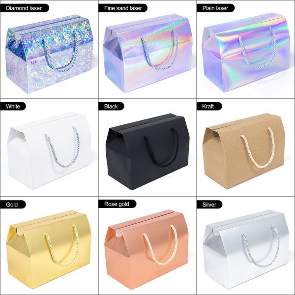 Custom Printable Handheld Gift Boxes For Baked Goods & Cakes – Festive (Christmas) Packaging With Holographic/Metallic Finish Options