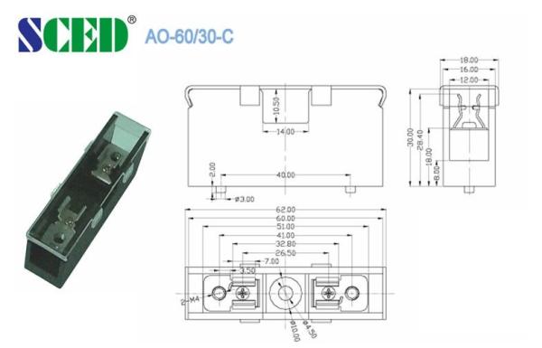 parafuso dos acessórios PBT M4 da montagem do trilho do ruído de 690V 5A com tampa para o poder