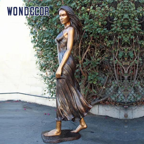 Decoração personalizada do jardim, estátua de bronze fêmea elegante e bonita do vida-tamanho