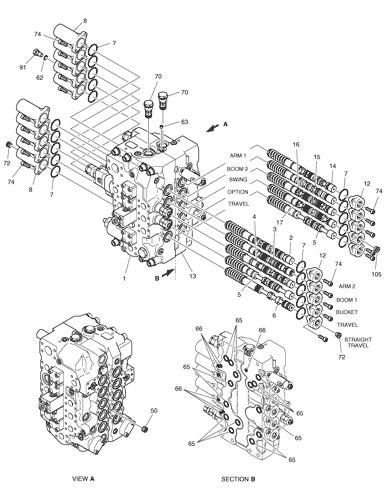 Multi Way Hydraulic Main Control Valve K1025391 Fit Daewoo Doosan 215 220 225 258