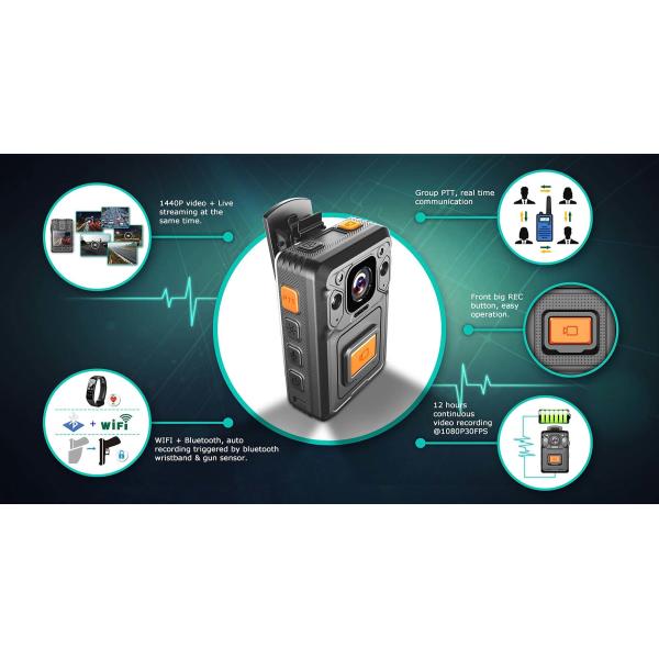 Ambarella A12 Chip Law Enforcement Security Bodycam GPS Bodycam personal de seguimiento